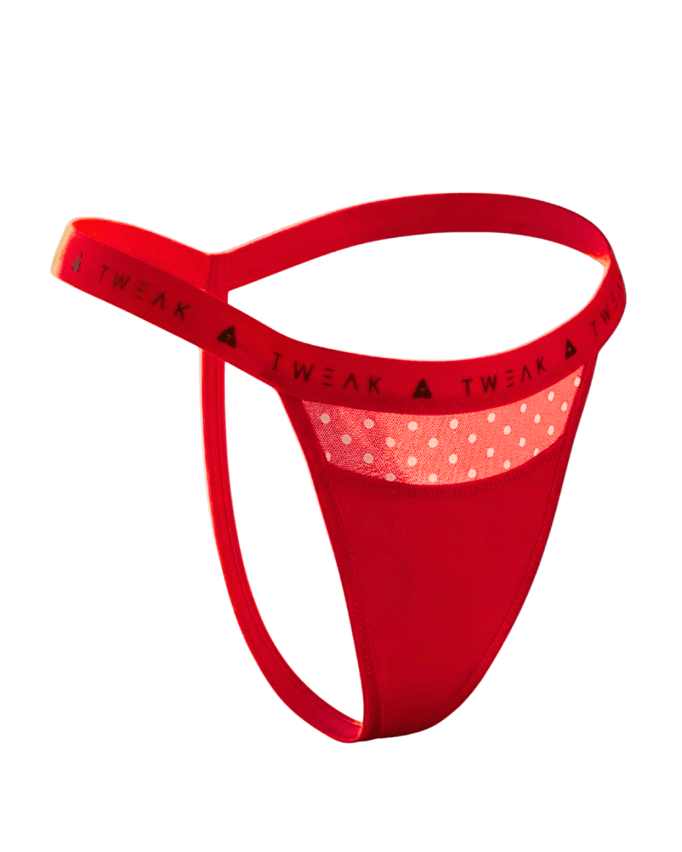 Tweak Me Online Perform G-String seamless bamboo activewear underwear in Red – lifestyle shot