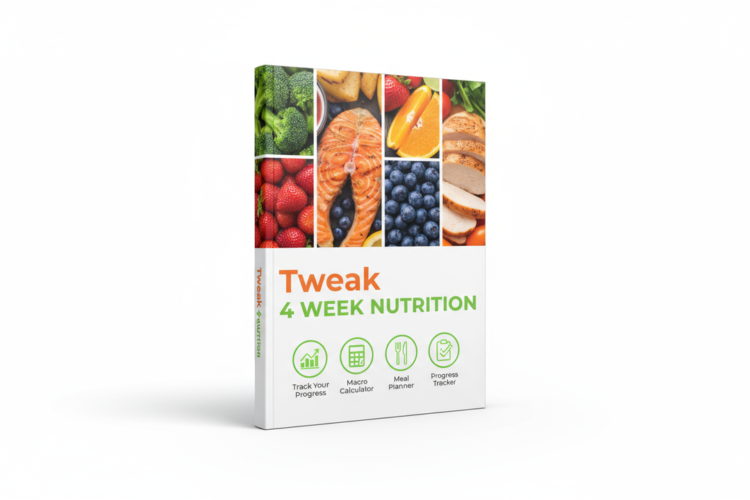 create a pproduct image for the tweak4 week nutrition ebook to tack, maccrs, meak planner and progress 